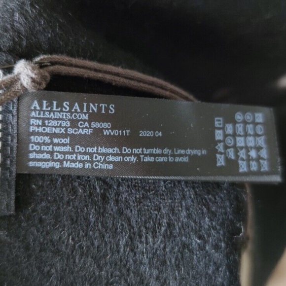 NWT Unisex ALLSAINTS Logo Reversible Plaid Scarf 100% Wool - Picture 8 of 12